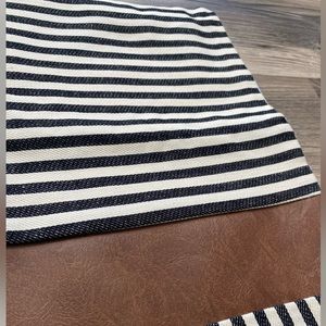 Striped & Leather Throw Pillow Cover